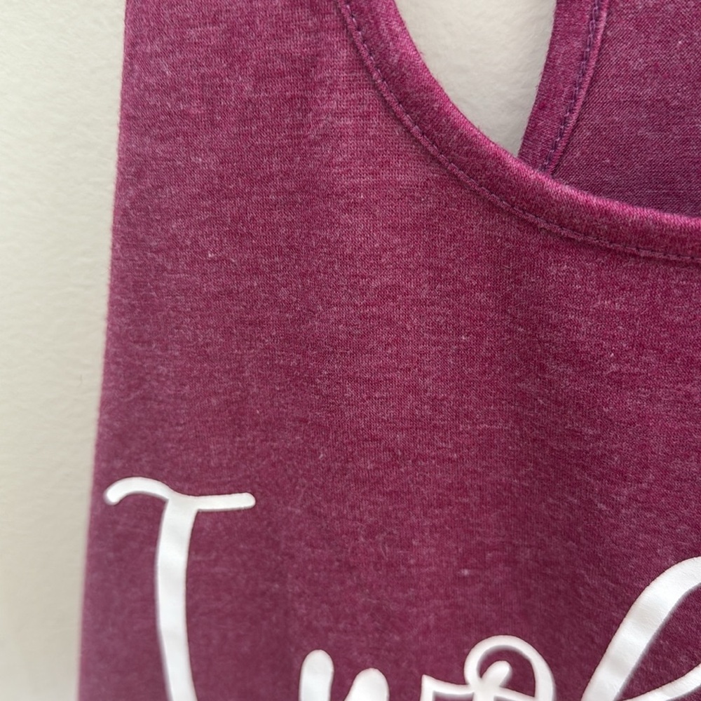 Women's Maroon White "I woke up like this #married" Poly Blend Tank Top - Picture 2 of 7